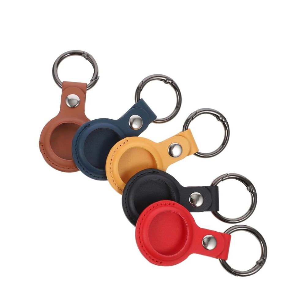 5pcs Airtag Holder PU Leather Case Keychain
